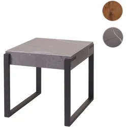 Beistelltisch HWC-L53, Kaffeetisch Nachttisch Loungetisch Couchtisch, Metall 51x50x54cm ~ Marmor-Optik grau