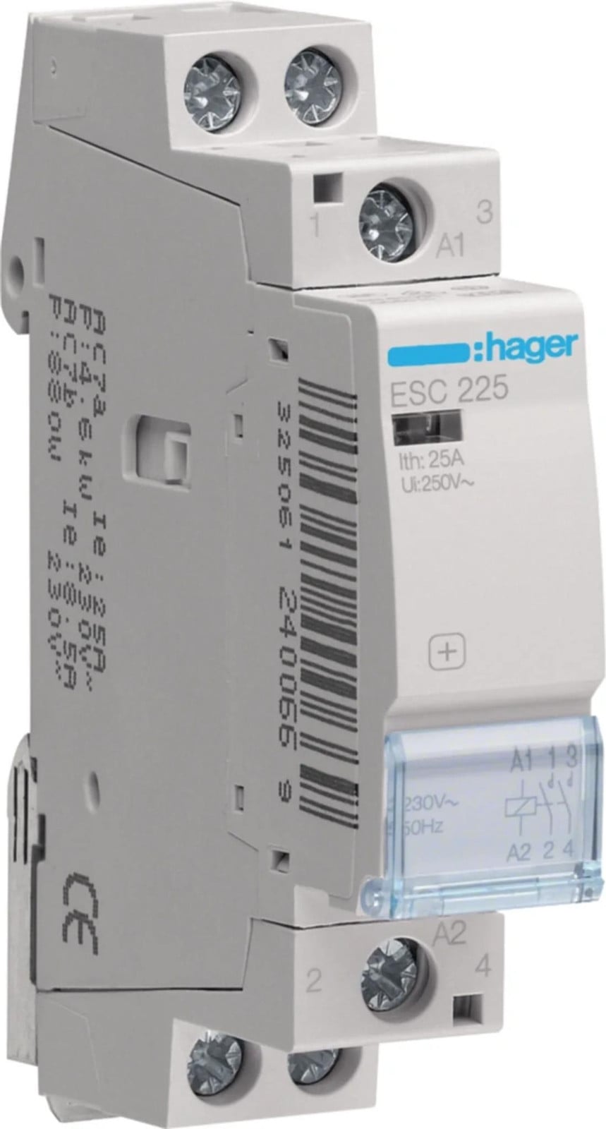 Hager ESC225 installatieschakelaar, 25A, 2 polen, 230V