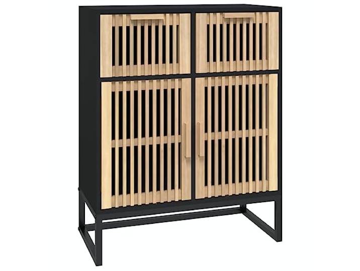 Favemtsl Sideboard Schwarz 60x30x75 cm Kommode Anrichte Flurschrank Holz Kompakter Beistellschrank mit stabilen Eisenbeinen und viel Stauraum für Wohnzimmer, Flur oder Schlafzimmer.