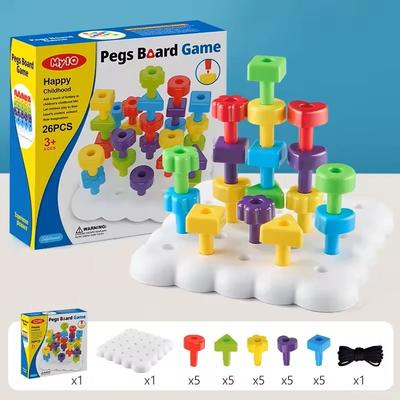 Inspire Select Montessori Peg Board Toy Oddler Building & Stacking Block Game For Early Learning 26pcs