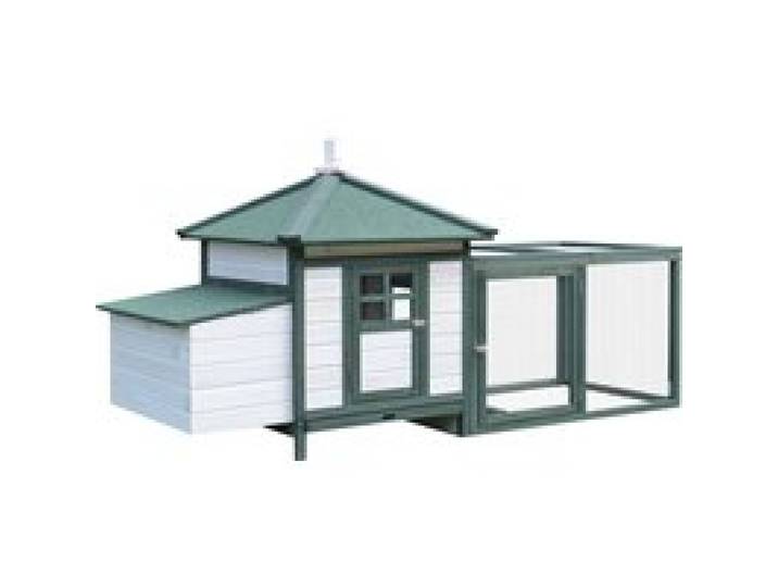 PawHut kippenhok met meerdere functies, zitstok, klimrek, kruiprek, lade, ren, 16L x 76L x 97H cm, stevige drinkbak, wit groen