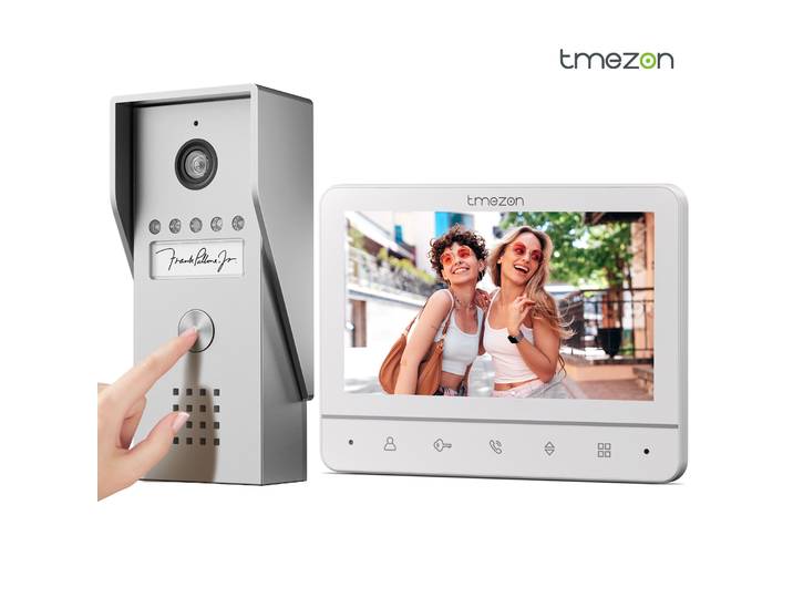 Système d'interphone vidéo à 4 fils pour la maison, caméra avec moniteur TMEZON de 7 pouces, déverrouillage à distance/vision nocturne