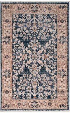 Terra by Obeetee Heirloom Antique Floral Navy Rug