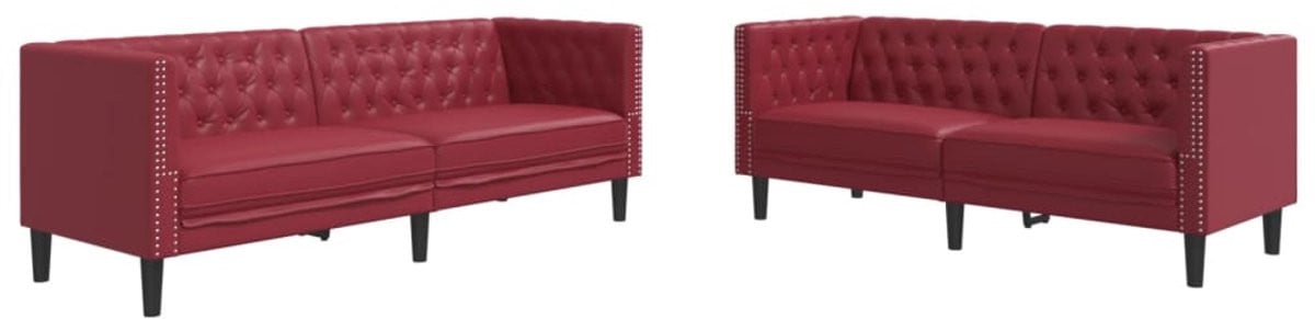 vidaXL 2-delige loungeset in Chesterfield-stijl van kunstleer - Wijnrood