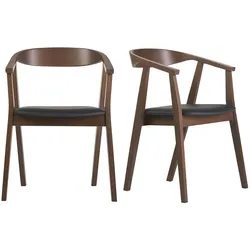 Skandinavische Designstühle in Schwarz und Dunkelholz (Set von 2) BAHIA
