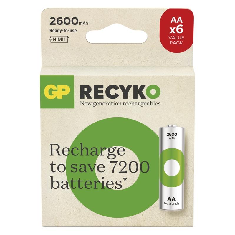 GP Batteries GP Nab??jec?? bat. ReCyko 2600 AA (HR6) - 6ks (6 Stk., AA, 2600 mAh) (1032226260)