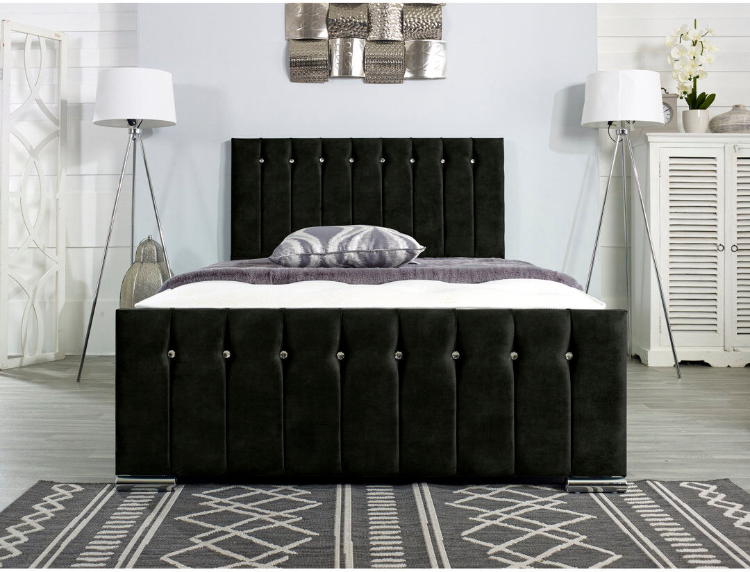 Wayfair Sleep Fausley Upholstered Bed Frame Black Small Double (4')