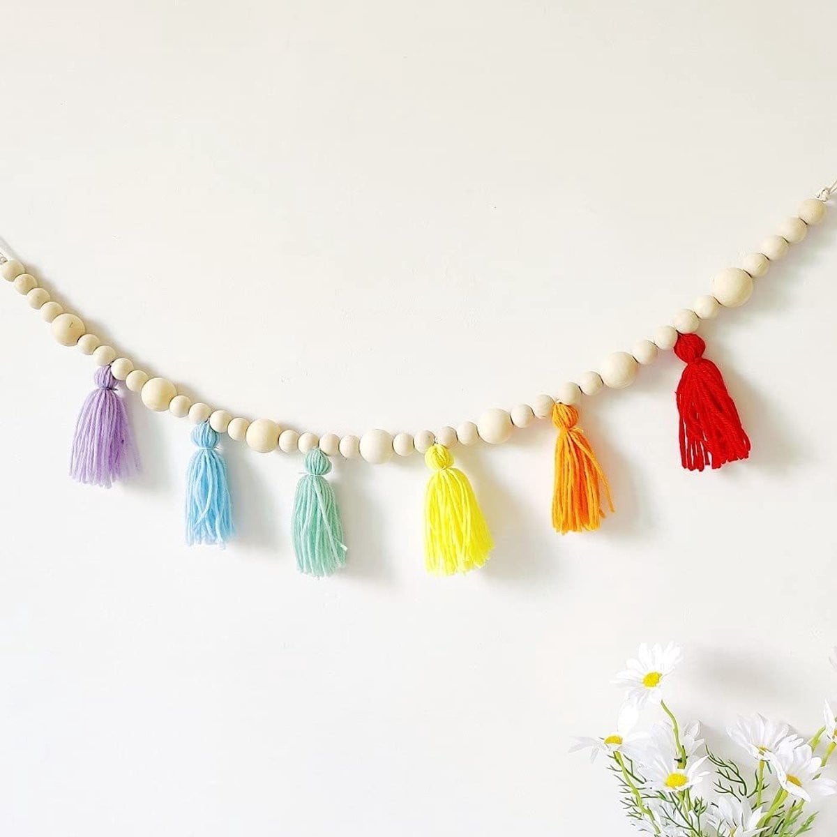 Dailygoods Macrame Katoenen Kwastje Garland Banner - Handgemaakte Wanddecoratie voor Kinderkamer of Slaapkamer