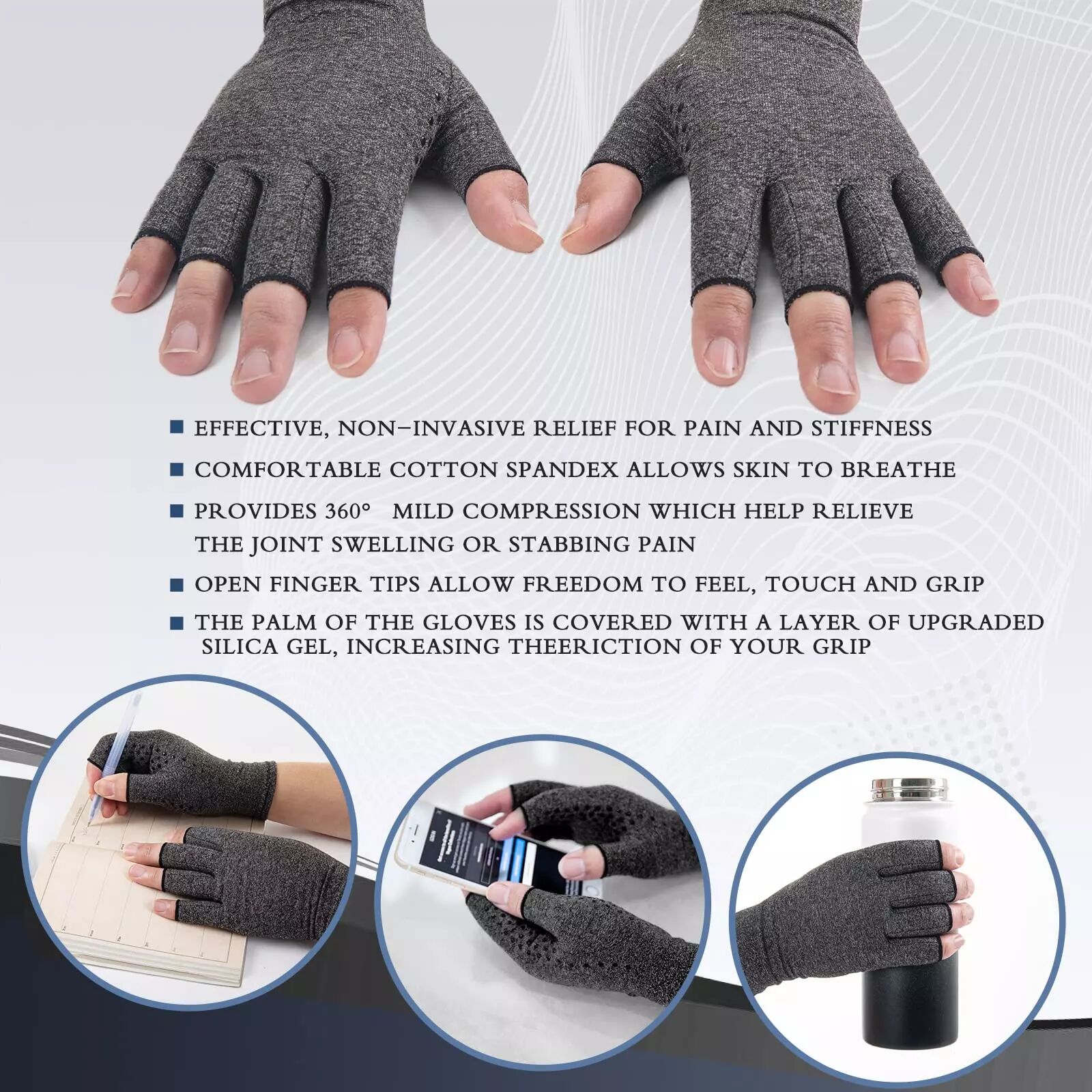 INF Gants de compression sans doigts 1 paire