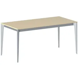 Bürotisch PRIMO ACTION 160x80 cm, graues Metallgestell, Birke