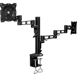 LogiLink 2-fach Monitorhalterung (Tisch, 26", 5 kg), Monitor Halterung, Schwarz