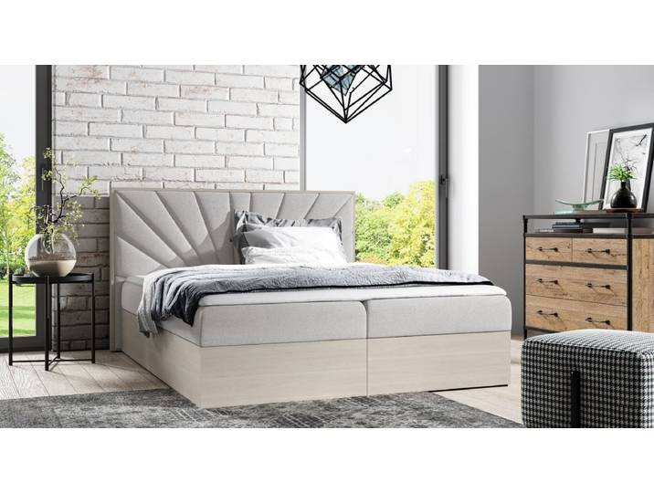 Designer Holzbett Minari mit Stauraum - 120x200 - Hellgrau - Nordic Teak - Luxusbetten24