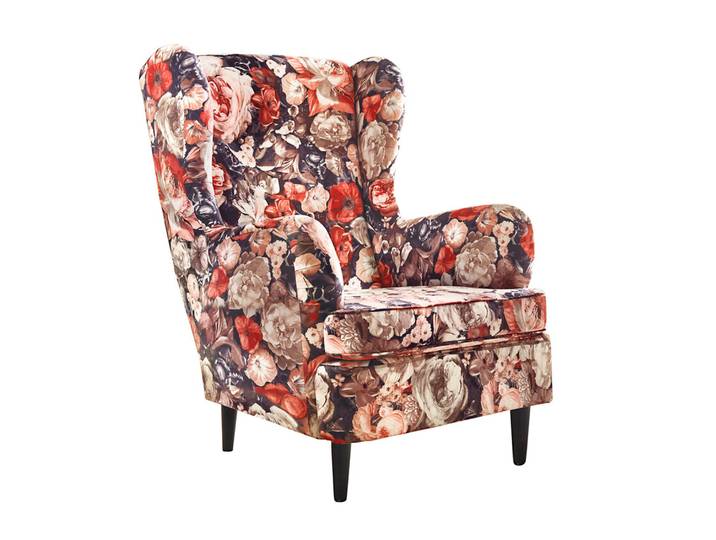 Sessel CHARLEEN Blumenmuster braun /rot