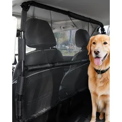 VEVOR Hunde Autobarriere 1415 mm Trennwand Hundegitter zur Montage an Vordersitzen Autoschutzgitter Haustierbarriere mit Netzgewebe, universell passende Autobarriere für SUVs Lkws Fahrzeuge, schwarz