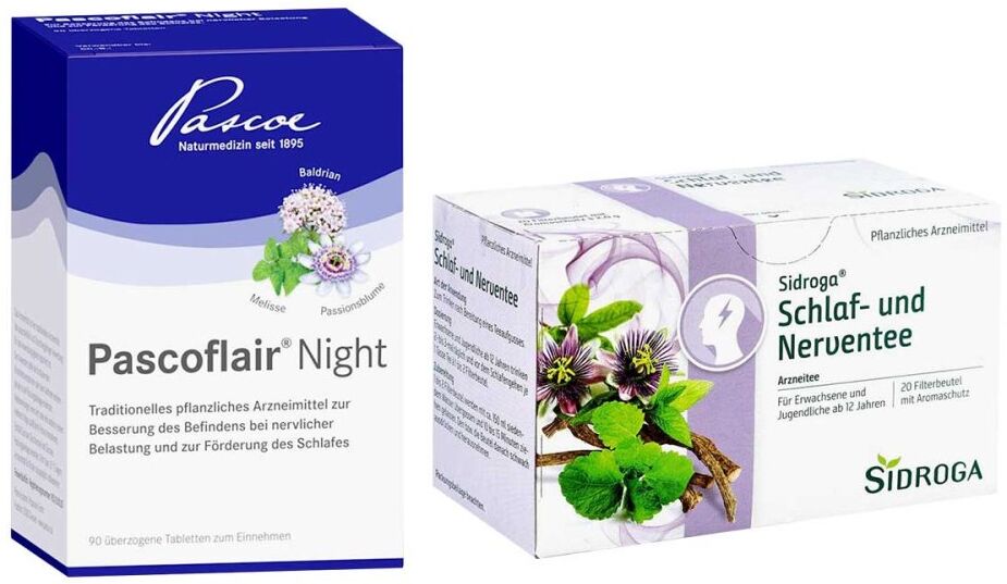 Pascoflair Night Tabletten + Sidroga Schlaf- & Nerventee