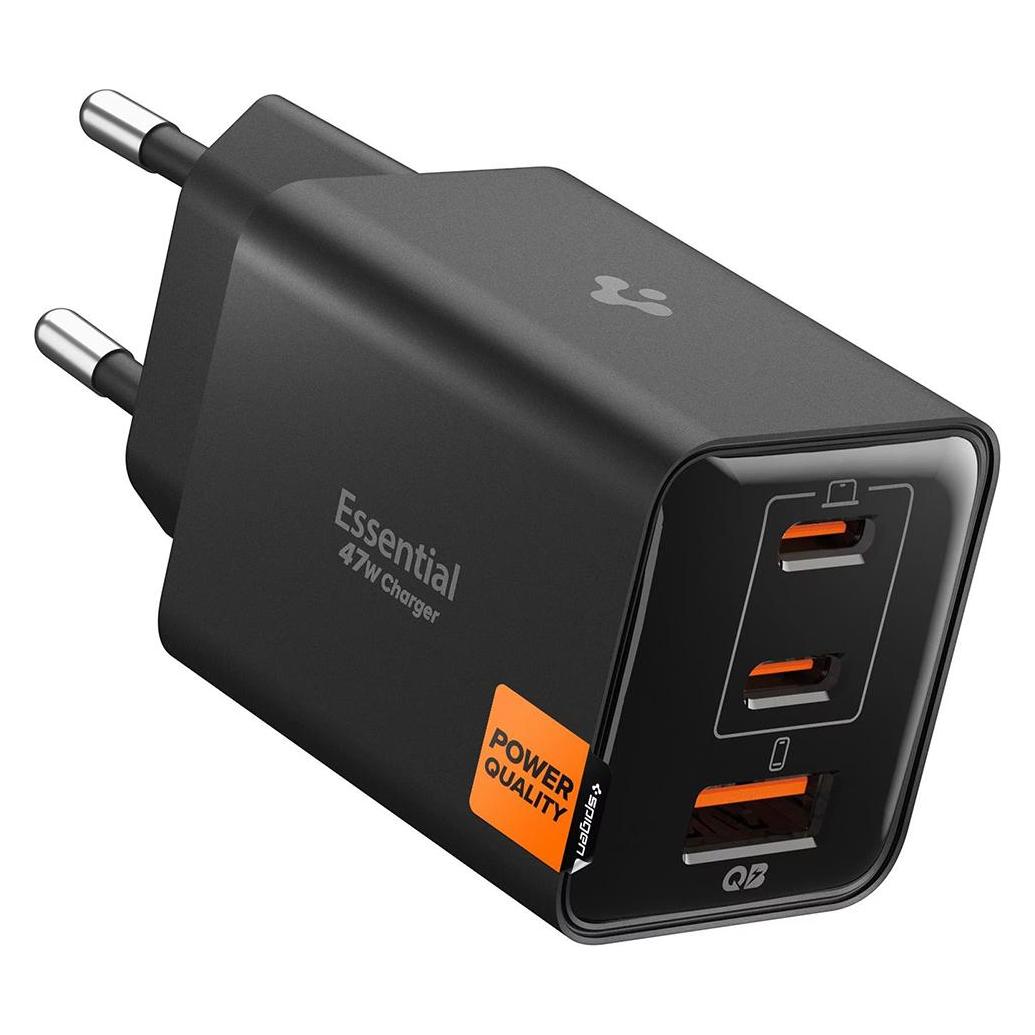 Spigen Essential 47W Wall Charger EE473EU, black (47 W, 3 Ports) (ACH09465)