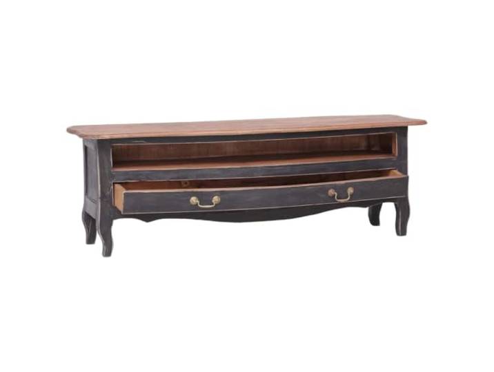 GKHPYURE TV-Schrank 120 x 30 x 40 cm Schwarz Massivholz Mahagoni 1 Schublade, 1 offenes Fach, keine Montage erforderlich, Maserung variabel, Lieferung erfolgt zufällig