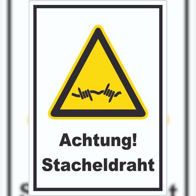HB-Druck Achtung Stacheldraht Aufkleber A9 (37x52mm)