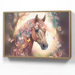 WANDLEUCHTE MIT AKKU Pferd - Natur - Blumen - Schmetterlinge - Wald Farbwechsel 100x70 cm Wandlampe