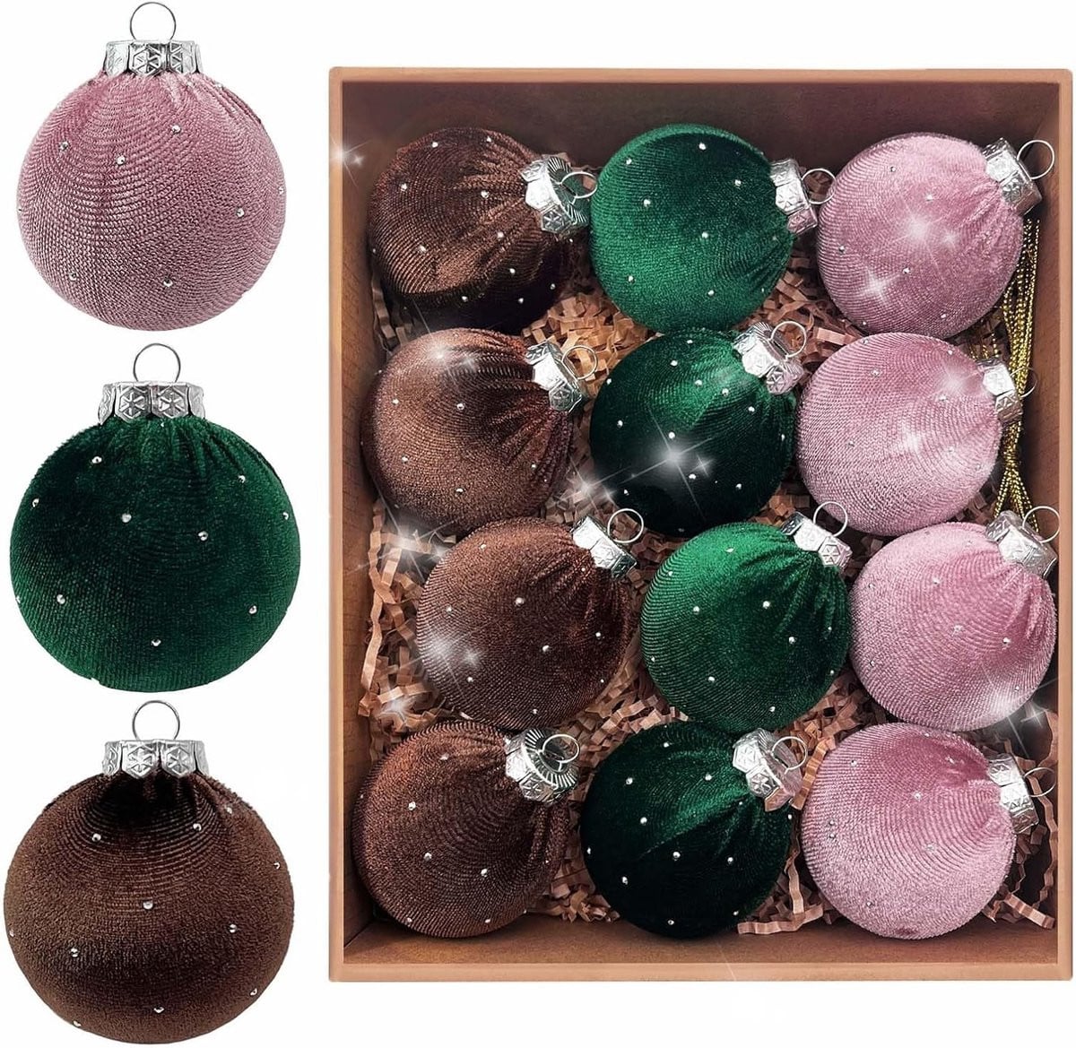 12 Stuks Fluwelen Kerstballen voor Decoratie en Feestelijke Evenementen