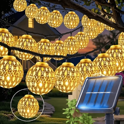 Inspire Curations Moroccan Solar Ball String Lights With 8 Lighting Mode warm 6.5m 30led