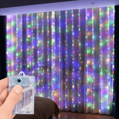Inspire Curations 3M 6M Battery Operated LED Curtain Fairy Lights multicolor 3x2m 200leds