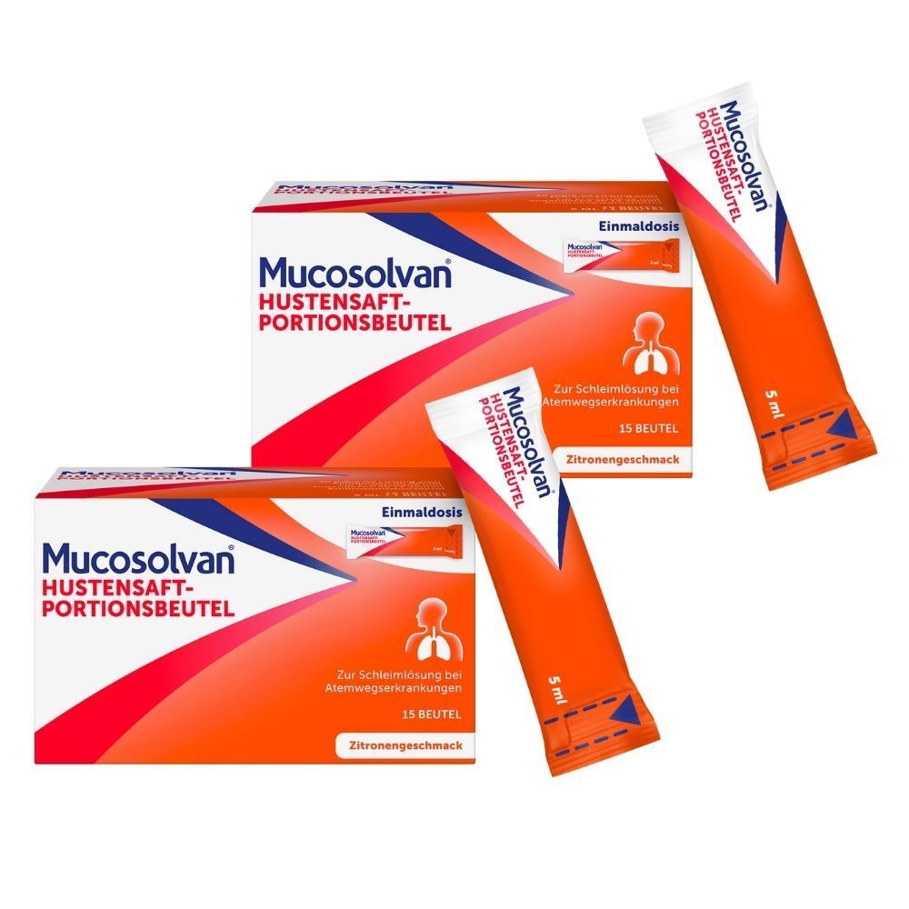 Mucosolvan Hustensaft-Portionsbeutel 30 mg/5 ml x2 2x15x5 Lösung zum Einnehmen