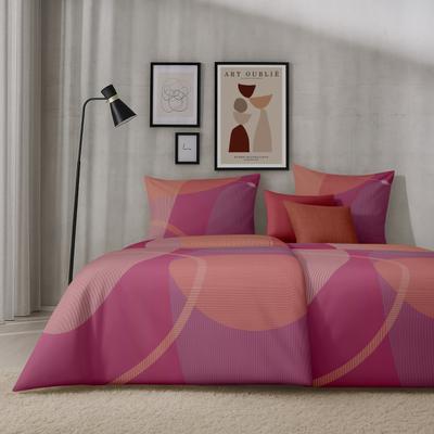 Bettwäsche APELT "Graphics", rosa (rot, bordea), B/L: 135cm x 200cm, 1 Stk., 1 Stk., Satin (Bio-Baumwolle), B/L: 80cm x 80cm, 2, Satin (Bio-Baumwolle), Bezug: 100% Baumwolle, Bettwäsche, Bettwäsche, Bettwäsche-Set mit Reißverschluss, Baumwoll-Satin,...