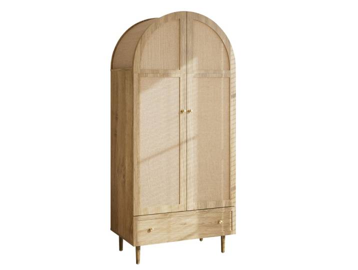 Armoire de chambre en panneau de particules avec tiroirs chêne