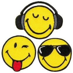 Mono-Quick Applikationen "Smiley®Cool", Größe: 3,5–4,9 cm, Inhalt: 3 Stück