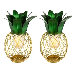 Solarleuchte Ananas Gartenfigur Dekoleuchte Terrassenleuchte Balkon, IP44, Akku, gelb grün, 1x LED, DxH 20x28 cm, 2er Set