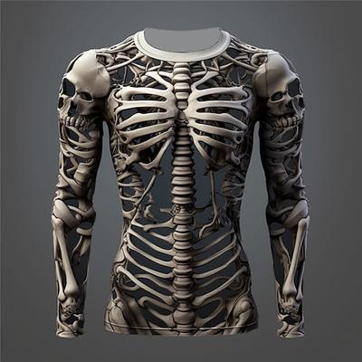 Skull Herren Grafik Skull Skelett T-Shirt Langarm T-Shirt 3D-Druck Rundhalsausschnitt Shirt Mode Designer Sport Outdoor Urlaub Ausgehen Frühling Herbst Kleidung Bekleidung
