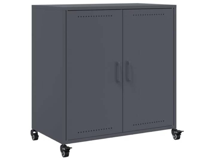 Sideboard Anthrazit 68x39x72 cm Stahl 4 Rollen, kaltgewalztes Stahlblech, glatte Oberfläche, pflegeleicht, Stauraum für Bücher und Dokumente