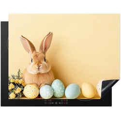 HERDABDECKPLATTE Eier - Kaninchen - Pastellfarbtöne Induktionsmatte 77x59 cm