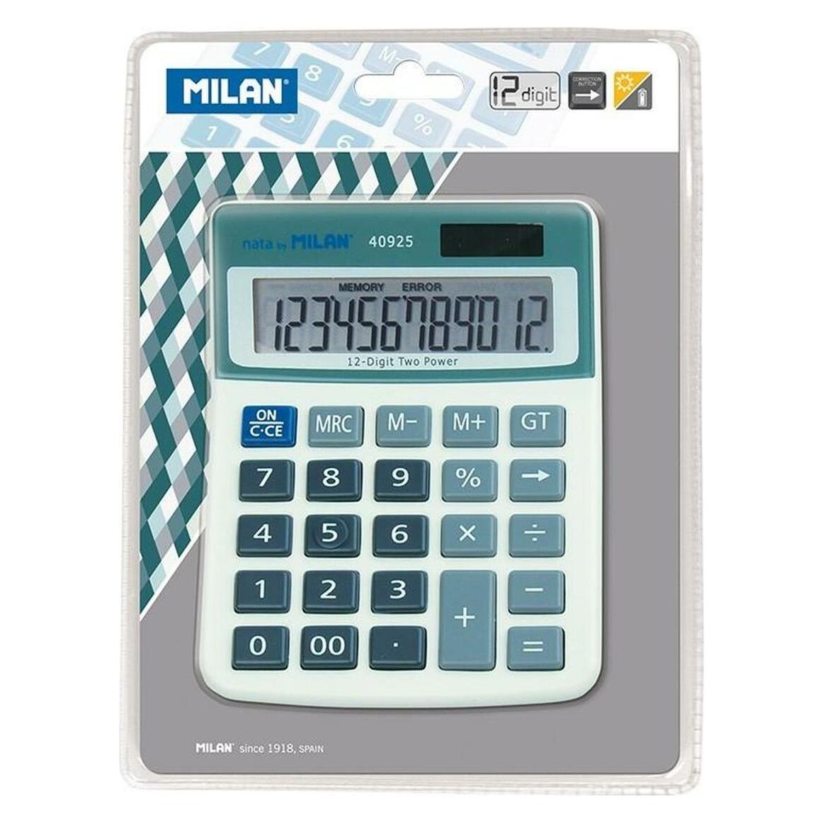 Milan Taschenrechner 40925 Blau 13 x 10 x 1,5 cm (Batteriebetrieb, Solarenergie) (8411574021780)