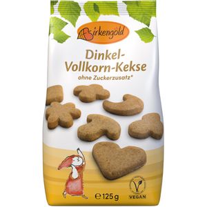 Birkengold Kekse Dinkel-Vollkorn-Kekse, mit Xylit, ohne Zuckerzusatz, laktosefrei & vegan, 125 g