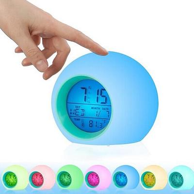 Farbwechselnde LED Smart Light Digitale Wecker Touch Control Kinder Wach Wecker Thermometer Natur Musik Geschenke
