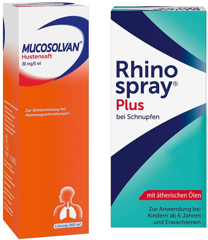 Rhinospray plus bei Schnupfen + Mucosolvan Hustensaft 30mg 5ml S 2Pck