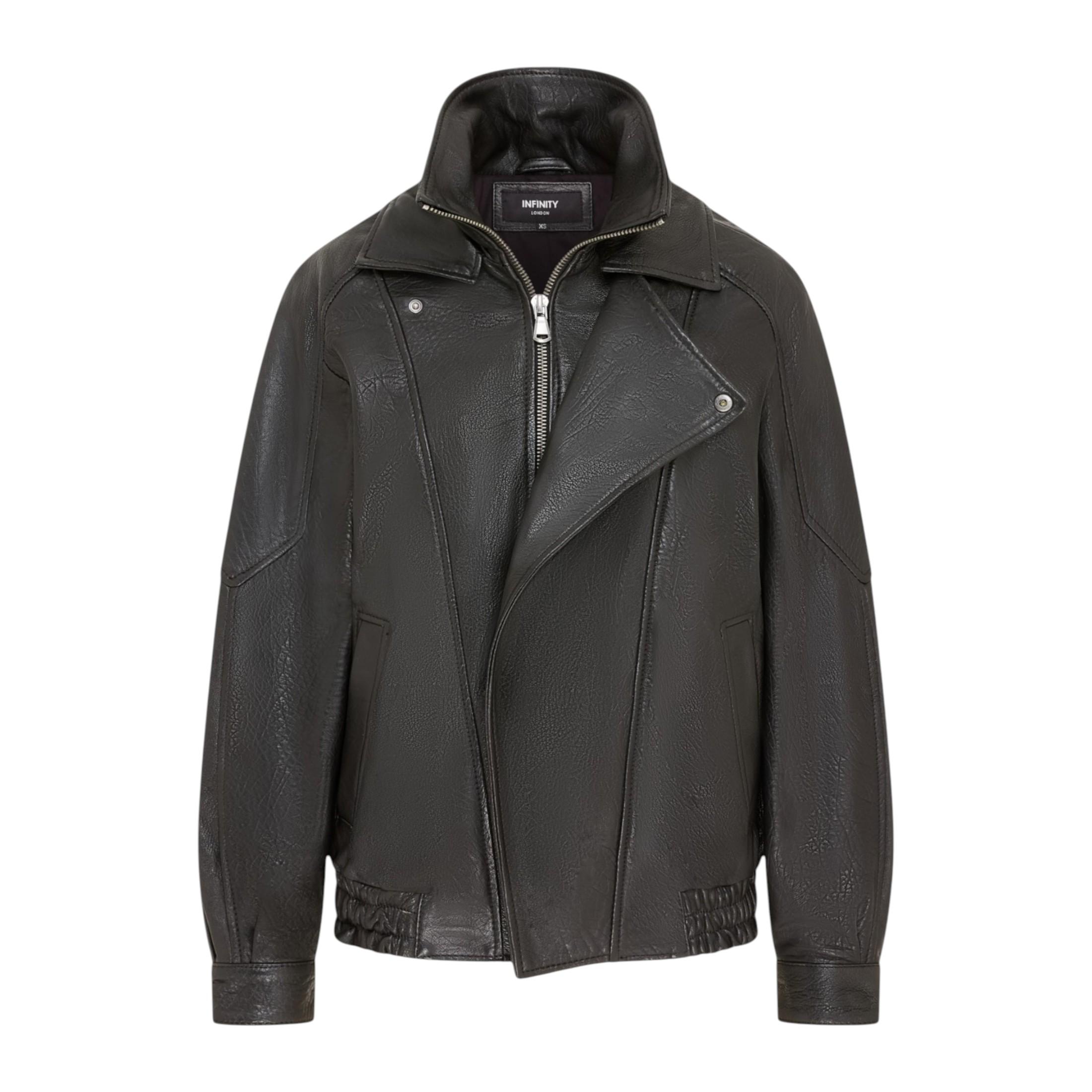 Herren Schwarze Lammleder-Biker-Blouson-Jacke – Big Bomber