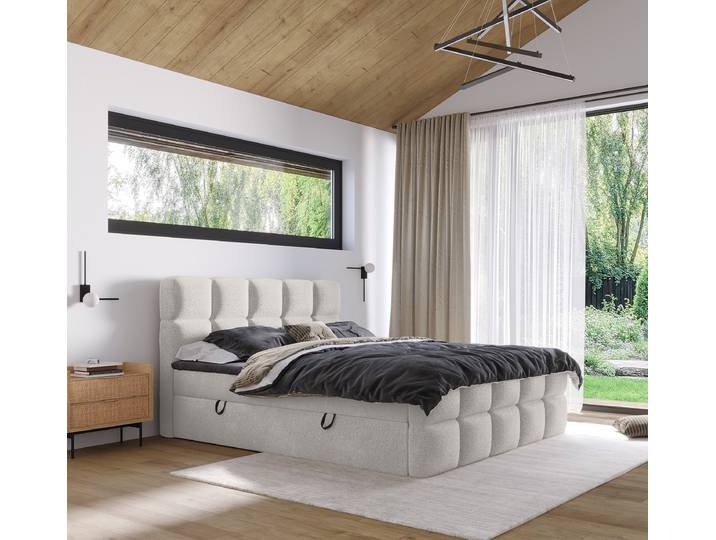 Boxspringbett Moocha 180 x 200cm Teddystoff Quila Grau