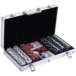 HOMCOM Pokerkoffer Pokerset Poker Set Jetons Koffer 38x20,5x6,5 cm