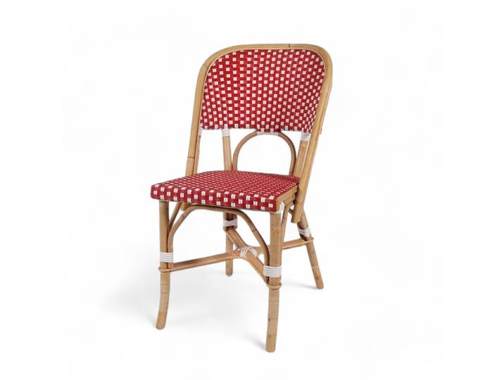 Chaise de terrasse ELYSEE - Rotin - Rouge et blanc