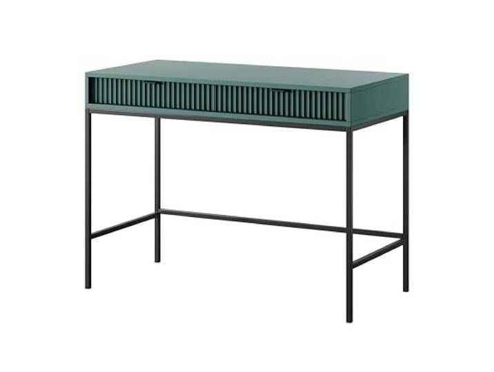 BETTSO - Nova T-104 - Konsolen - Schminktisch - Beistelltisch - Kommode - Deko Wohnzimmer - Wohnzimmertisch - mit 2 Schubladen - Geriffelt, Schmal - Glamour - Grün - mit schwarzen Griffen