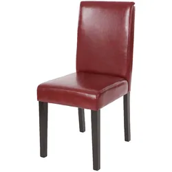 Décoshop26 - Küchenstuhl aus rotem Kunststoff mit dunklen Holzbeinen modernes Design 04_0002340