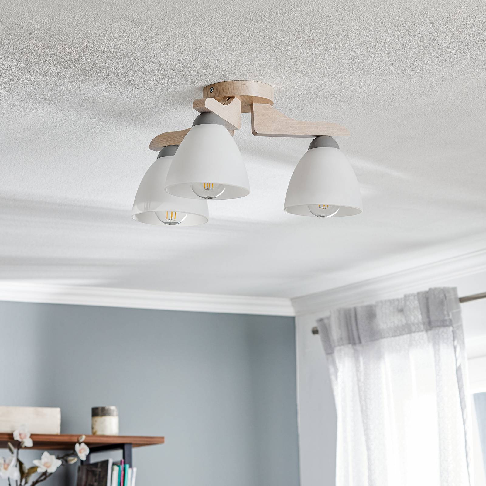 Deckenlampe Haro Lamkur, dimmbar, Holz hell, für Wohn- / Esszimmer, Holz, Modern, Deckenlampe