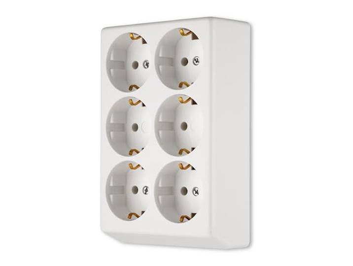 REV Stekkerdoos, meervoudige stekkerdoos zonder kabel, 6-voudig, max. 3500W, wit