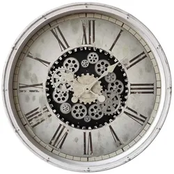 Dekorative Vintage Wanduhr Zahnräder beweglich römische Ziffern D 76 cm