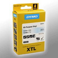 Dymo Label Band XTL 1868741 Vinyl schwarz auf transparent 12mm x 7,5m