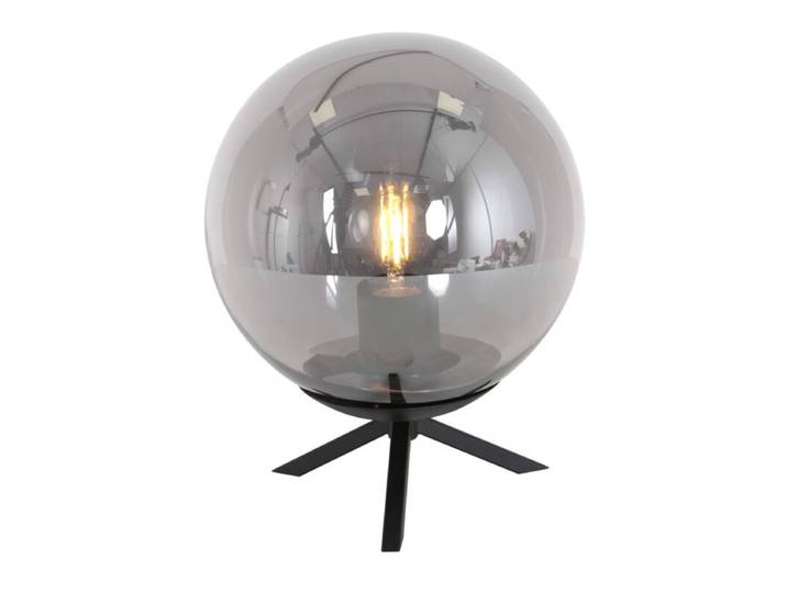 Liadomo Tischleuchte Poliqua Kugel, Rauchglas, Wohnzimmerlampe S