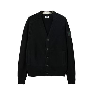 Strickjacke WEEKEND OFFENDER "LAUDA WOOL RICH CARDIGAN Herren", Herren, Gr. L, schwarz, 100% Baumwolle, Strickjacken Strickjacke